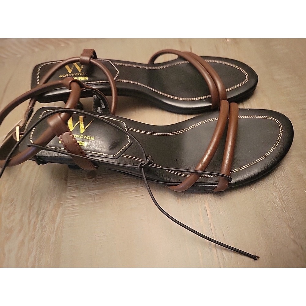 Worthington Women Shoes Wor Causy Black Heeled Brown Straps Sandals Size 7 M - Picture 3 of 6